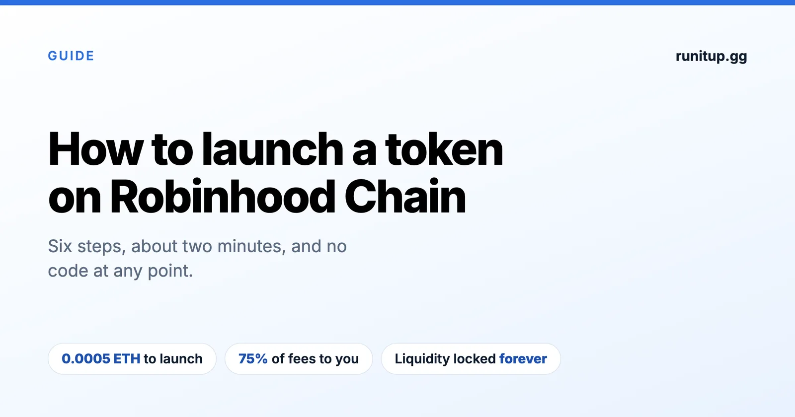 How to launch a token on Robinhood Chain: six steps, 0.0005 ETH, 75% of fees to the creator